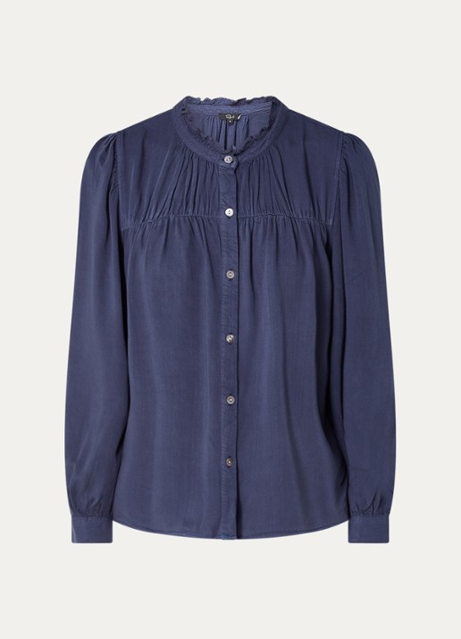 Rails Camille blouse met opstaande kraag - voorkant donkerblauw