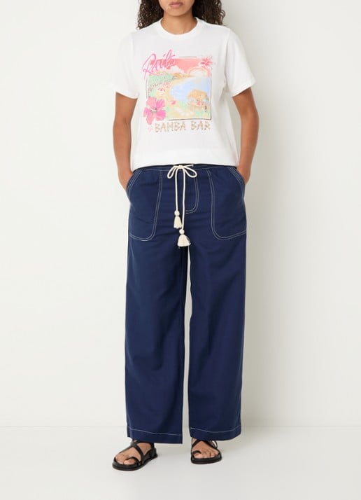 Rails Campo mid waist wide fit pantalon met steekzakken - voorkant 3 donkerblauw