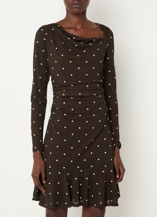 Rails Celano mini juk met stippenprint en ruches - detail donkerbruin