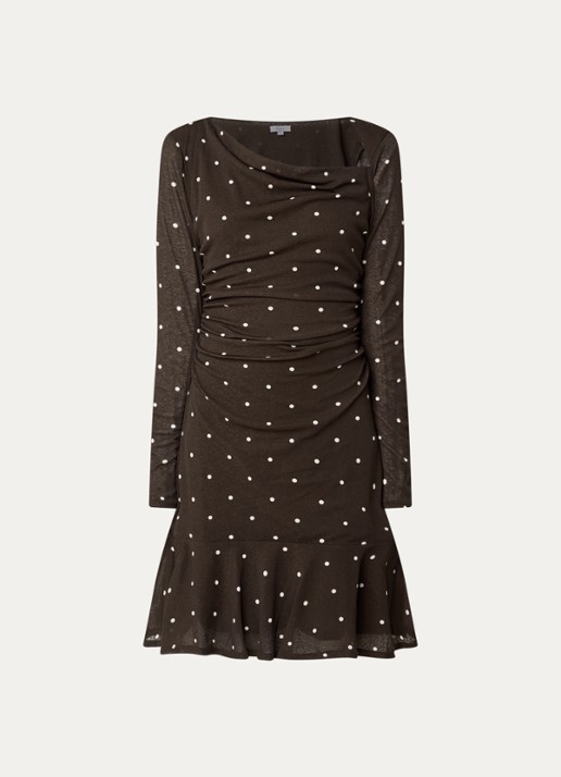 Rails Celano mini juk met stippenprint en ruches - voorkant 3 donkerbruin