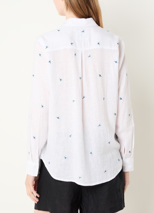 Rails Charli blouse in linnenblend met print - achterkant 4 wit