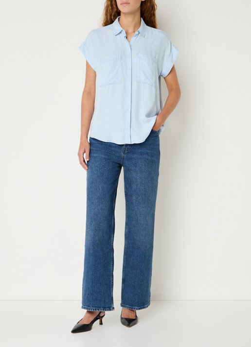 Rails Cito blouse  met borstzakken - voorkant 2 lichtblauw