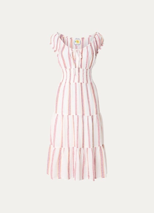 Rails Daria midi jurk met streeprint - voorkant creme