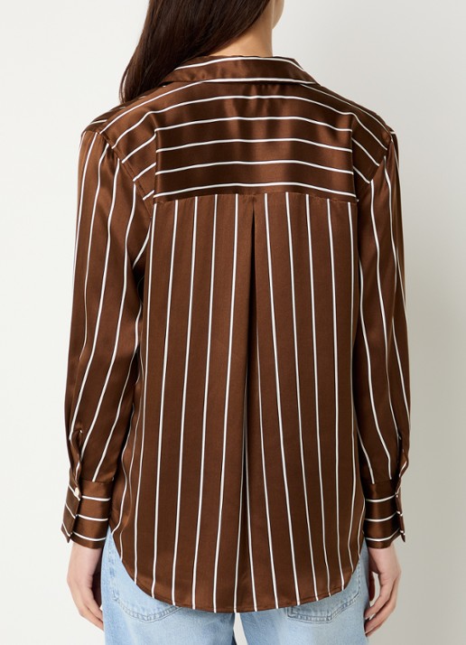 Rails Dorian blouse van zijde met streepprint - achterkant 3 bruin