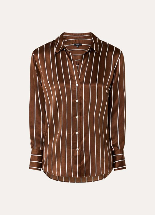 Rails Dorian blouse van zijde met streepprint - voorkant bruin