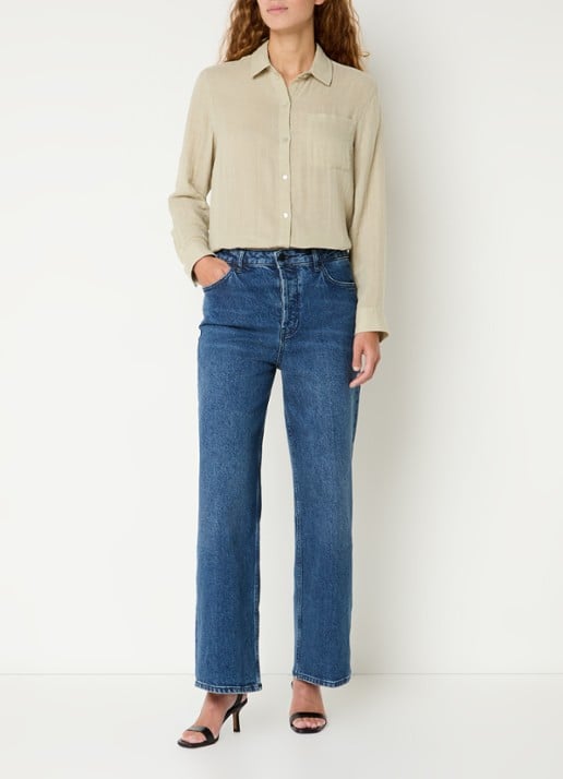 Rails Ellis blouse van  katoen met borstzak - voorkant 3 lindegroen