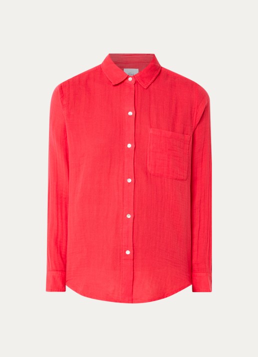 Rails Ellis blouse van  katoen met borstzak - voorkant 2 rood