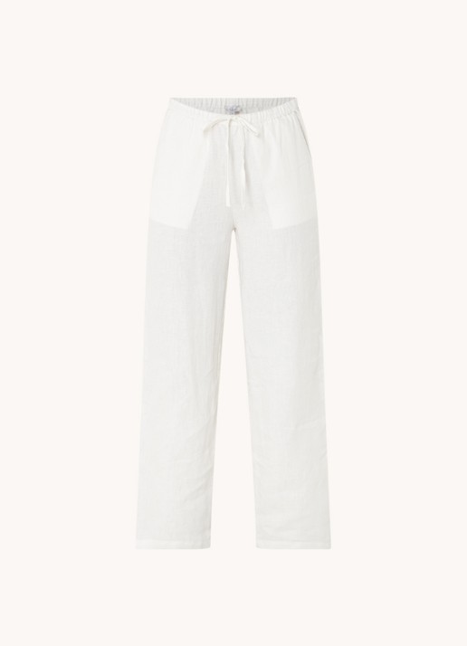 Rails Emmie mid waist loose fit broek van linnen met steekzakken - voorkant 3 wit