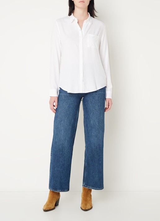 Rails Hunter blouse met borstzak - voorkant 2 gebroken wit