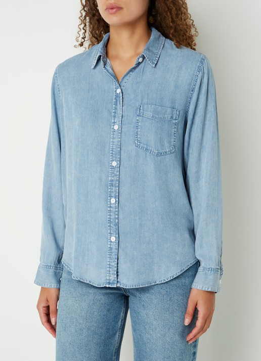 Rails Ingrid blouse van chambray met borstzak
