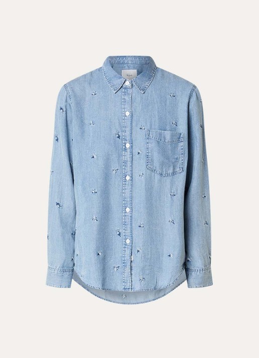 Rails Ingrid blouse van chambray met borstzak - voorkant indigo