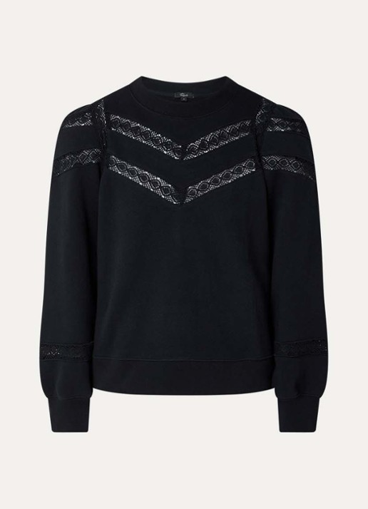 Rails Isles sweater met broderie - voorkant 2 zwart