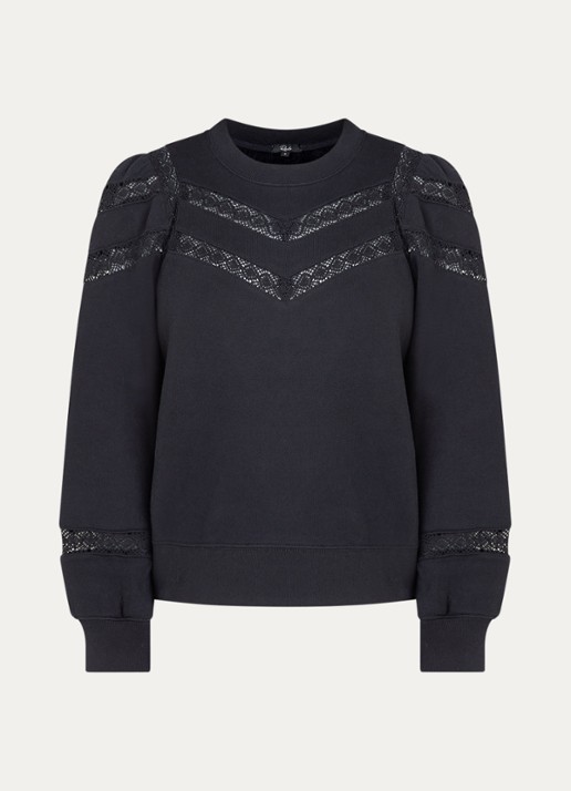 Rails Isles sweater met broderie - voorkant 3 zwart