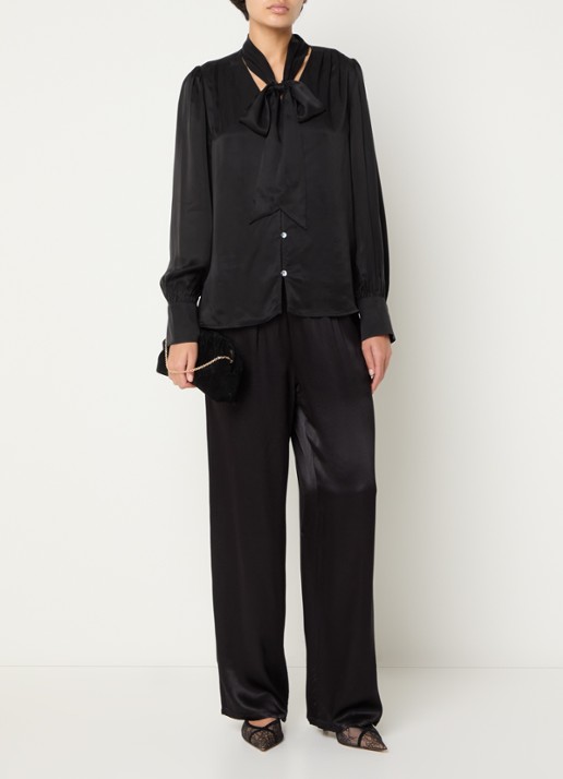Rails Jean blouse met sjaalkraag - voorkant 2 zwart