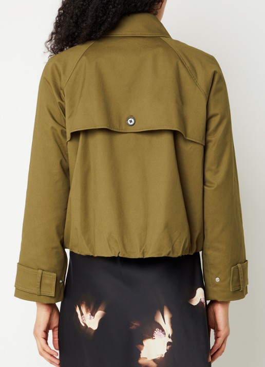 Rails Jetta trenchcoat met asymmetrisch detail en klepzakken - achterkant 2 olijfgroen