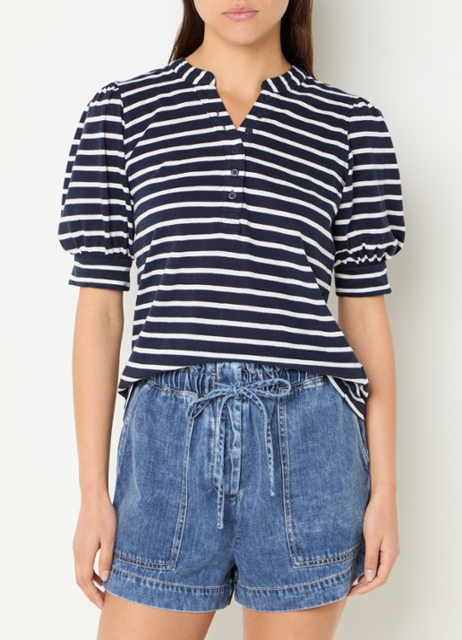 Rails Jewel top met streepprint en ballonmouw
