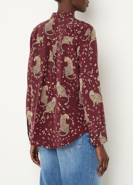 Rails Kate blouse van zijde met print - achterkant 4 bordeauxrood