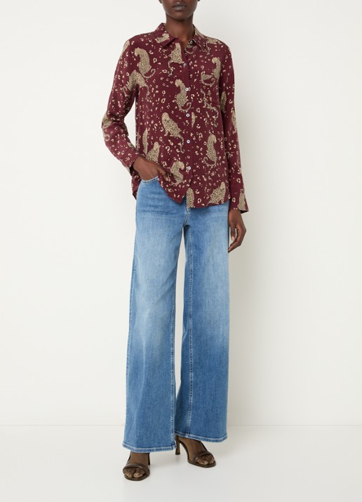Rails Kate blouse van zijde met print - voorkant 3 bordeauxrood