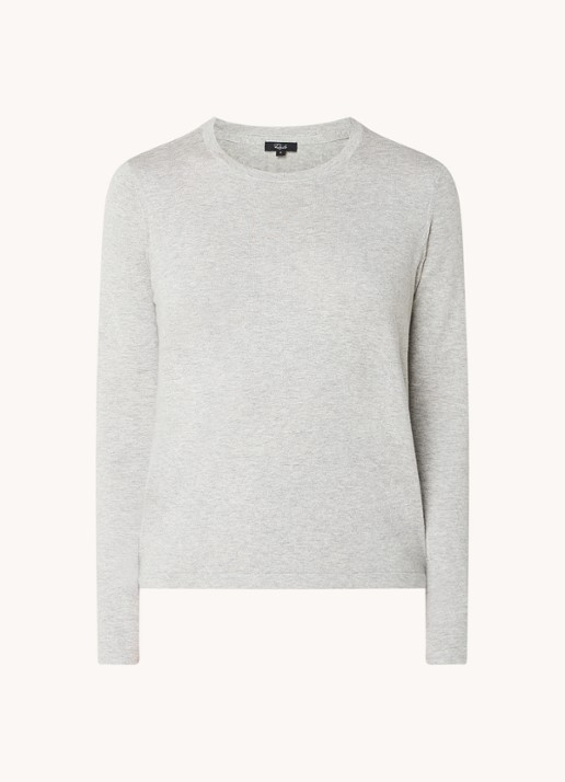 Rails Longsleeve in kasjmierblend met ronde hals - voorkant lichtgrijs