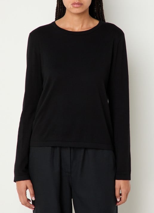 Rails Longsleeve in kasjmierblend - detail 7 zwart