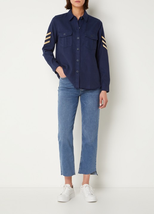 Rails Loren blouse  met borstzakken - voorkant 4 donkerblauw