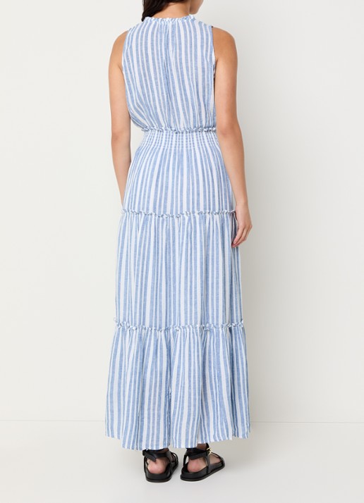 Rails Loulou gelaagde maxi jurk in linnenblend met streepprint - achterkant 2 blauw