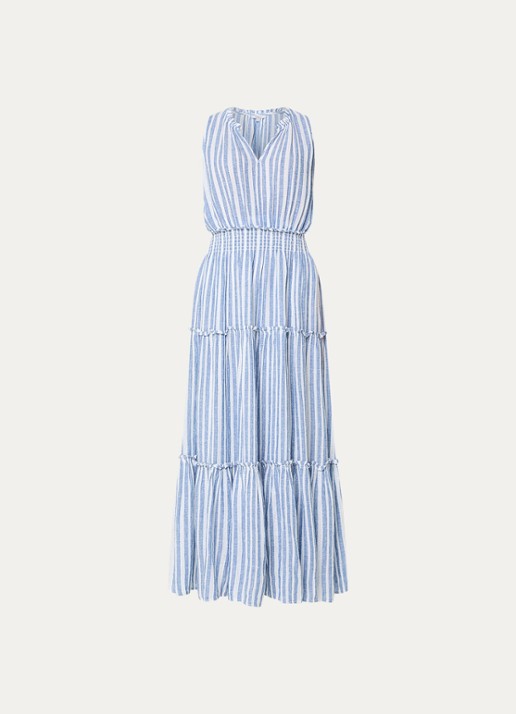 Rails Loulou gelaagde maxi jurk in linnenblend met streepprint - voorkant 3 blauw
