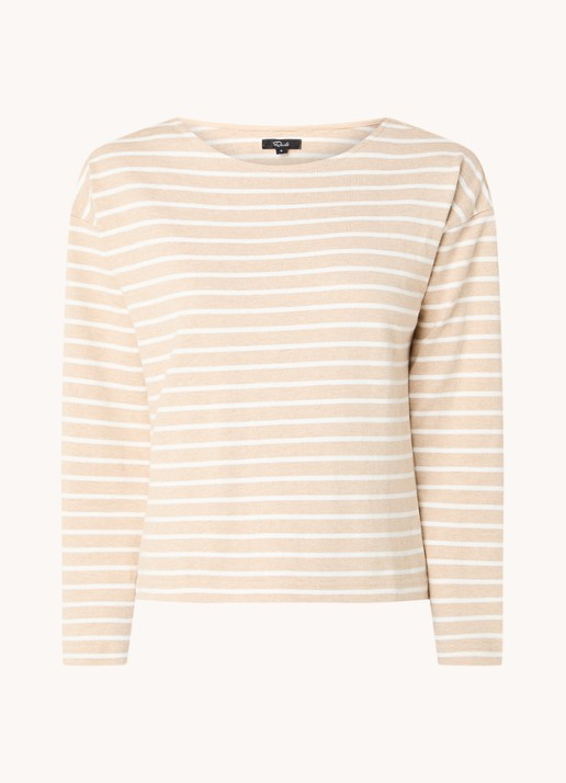 Rails Macy longsleeve met streepprint - voorkant beige