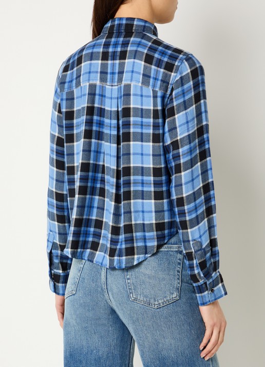 Rails Malin blouse met ruitdessin - achterkant blauw