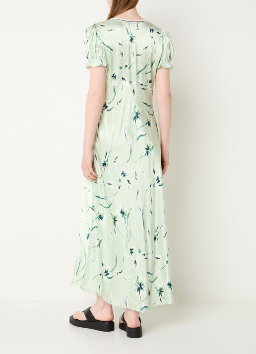 Rails Maxi jurk met bloemenprint en ronde hals - achterkant lichtgroen