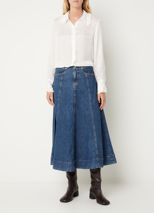 Rails Maxi spijkerrok met steekzakken - voorkant 2 indigo
