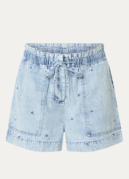 Rails Mid waist straight fit korte broek met steekzakken - voorkant indigo