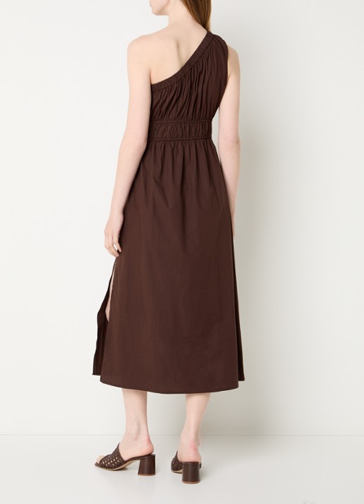 Rails Midi jurk met asymmetrische hals - achterkant 4 donkerbruin