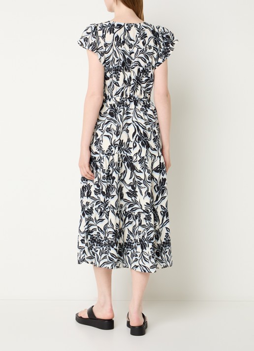 Rails Midi jurk met bloemenprint en steekzakken - achterkant zwart