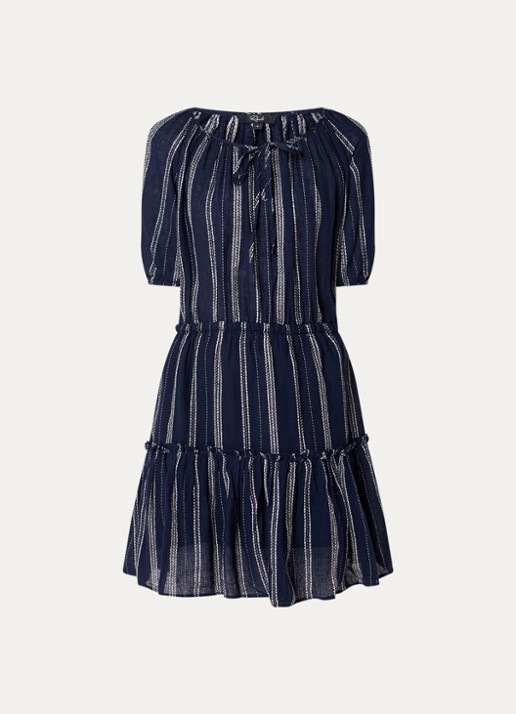 Rails Mini tuniekjurk met streepprint en V-hals - voorkant donkerblauw