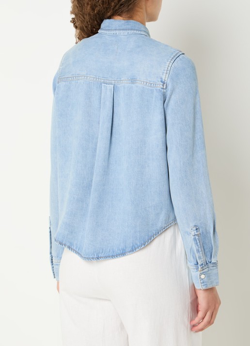 Rails Noa blouse van chambray met borstzak  - achterkant indigo