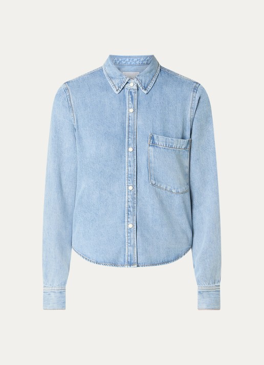 Rails Noa blouse van chambray met borstzak  - voorkant 2 indigo