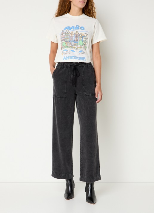 Rails Ryan high waist loose fit jeans  met trekkoord - voorkant 4 zwart