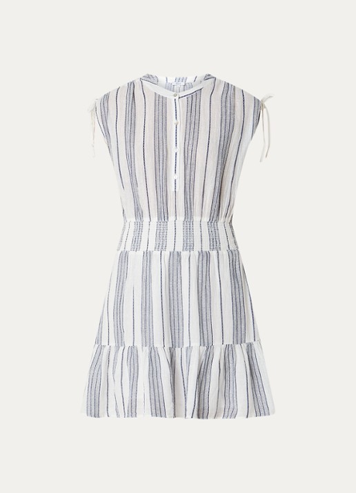 Rails Samina mini tuniekjurk met smockwerk - voorkant wit