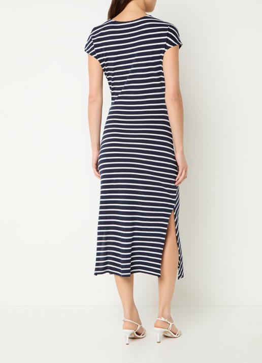 Rails Selah midi jurk met streepprint - achterkant 3 donkerblauw