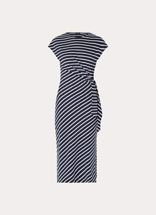 Rails Selah midi jurk met streepprint - voorkant donkerblauw