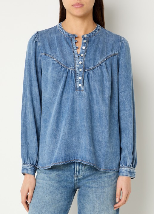Rails Sunna tuniek van chambray met met opstaande kraag