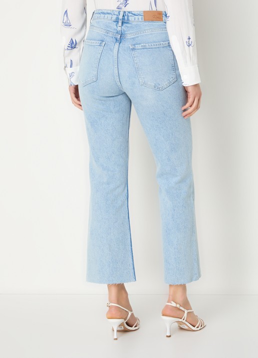 Rails Sunset high waist cropped straight leg jeans met lichte wassing - achterkant 5 indigo
