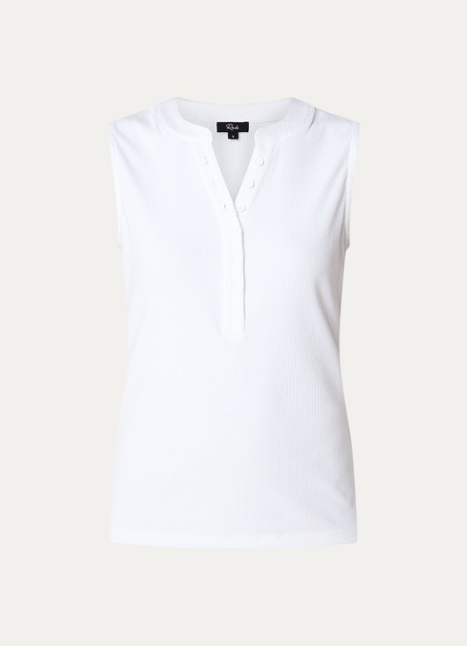 Rails Tanktop met ribstructuur en split - voorkant wit