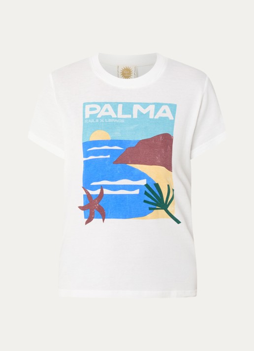 Rails The Classic Crew T-shirt met print - voorkant 2 gebroken wit