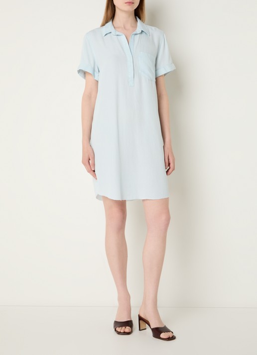 Rails Valerie mini blousejurk met borstzak - voorkant 3 lichtblauw