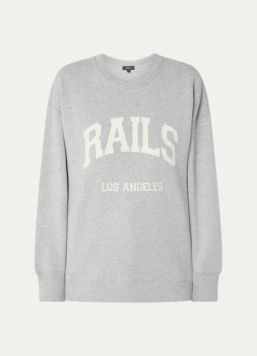 Rails Varsity sweater met logoprint - voorkant 3 grijsmele
