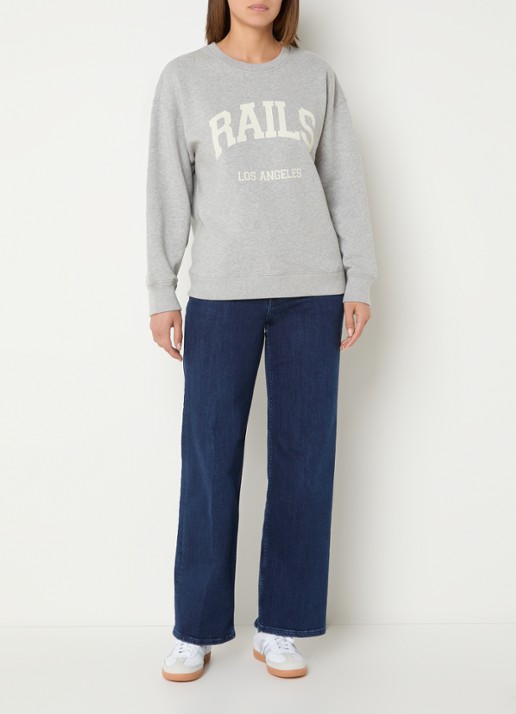 Rails Varsity sweater met logoprint - voorkant 4 grijsmele