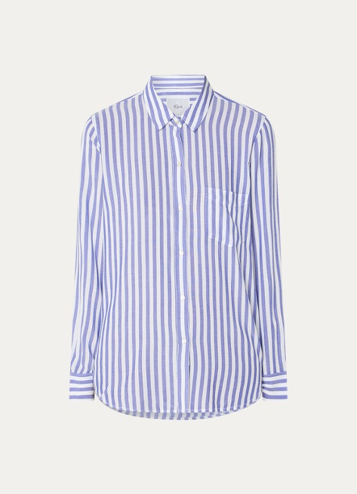 Rails Wren blouse met streepprint en borstzak - voorkant 2 blauw