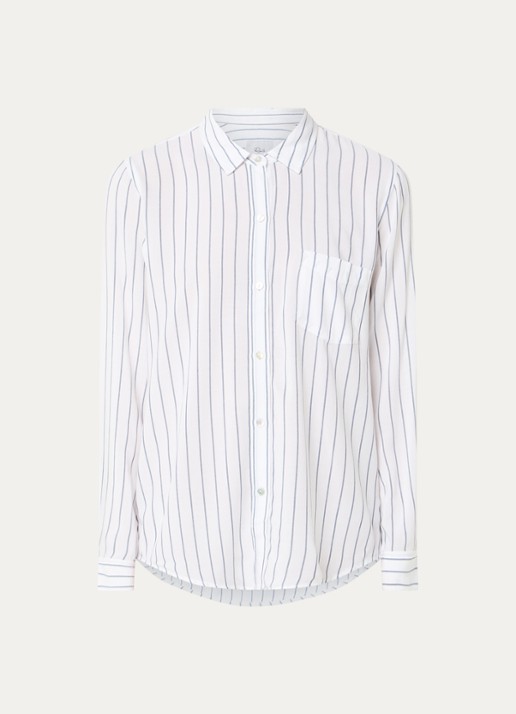 Rails Wren blouse met streepprint en borstzak - voorkant 3 wit
